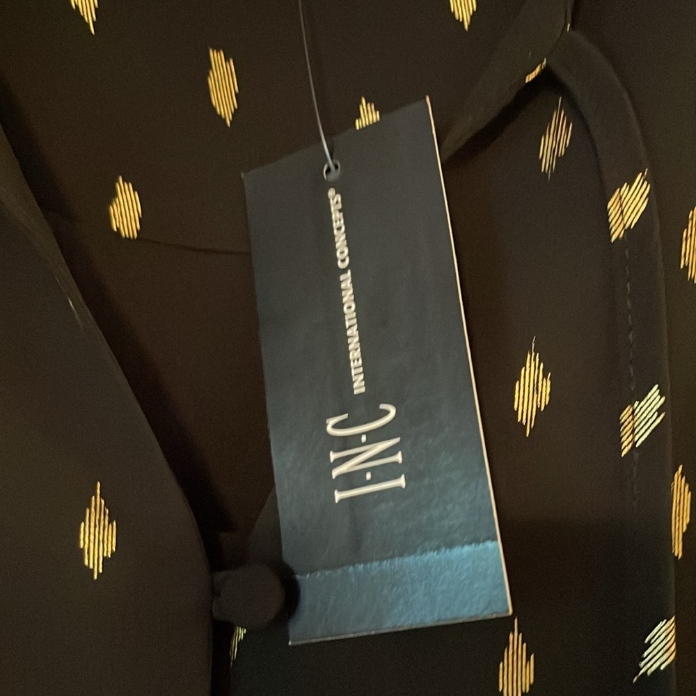 INC International Concepts NWT Black SheerBlouse with Gold Accents MSRP $70 - Picture 2 of 11